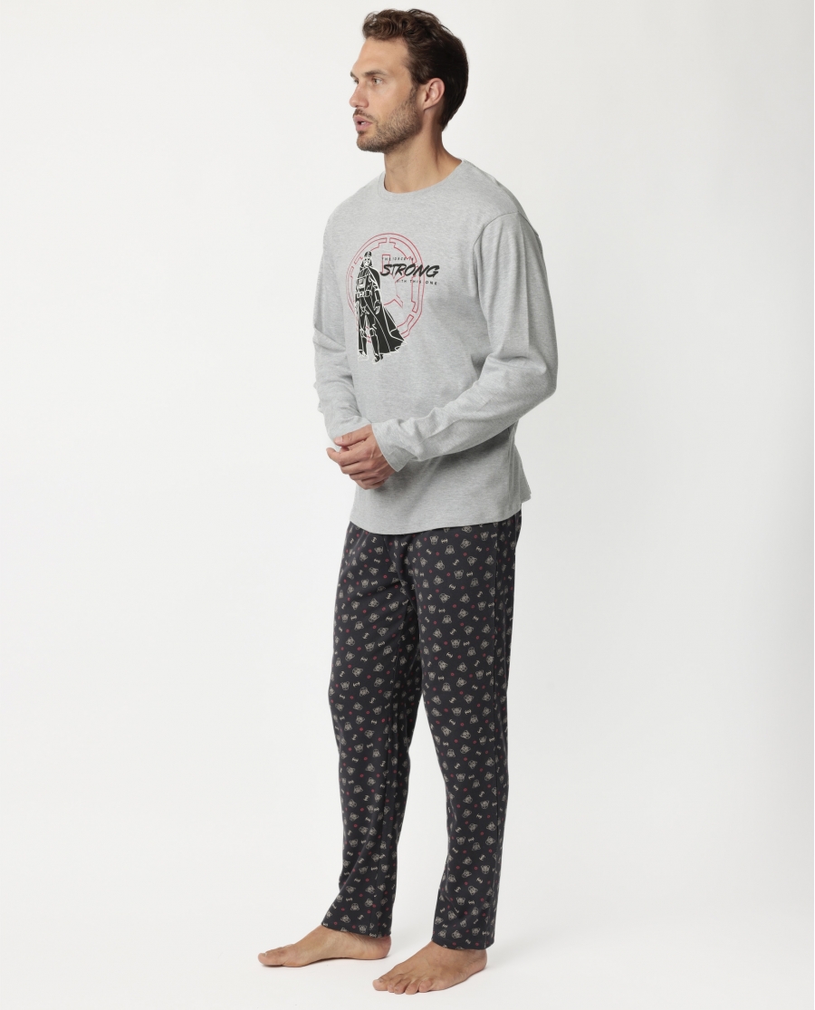 STAR WARS Pijama Manga Larga The Force Is Strong para Hombre GRIS JASPE