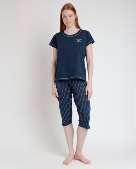 STAY AT HOME Pijama Manga Corta Loading Energy para Mujer MARINO