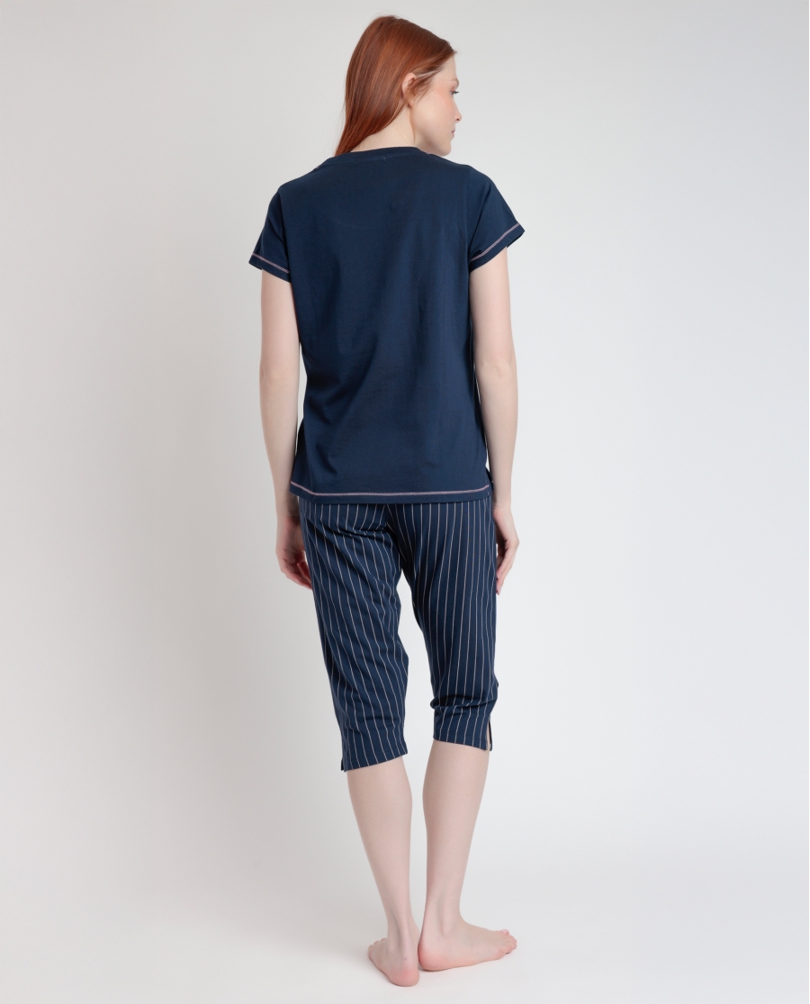 STAY AT HOME Pijama Manga Corta Loading Energy para Mujer MARINO