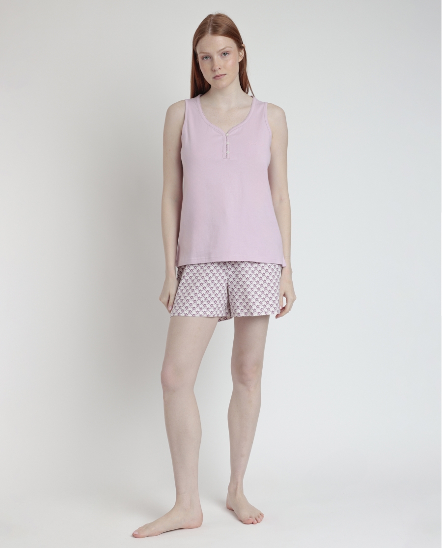 STAY AT HOME Pijama Sin Mangas Greek Style para Mujer MALVA
