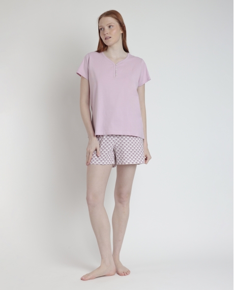 STAY AT HOME Pijama Manga Corta Greek Style para Mujer MALVA