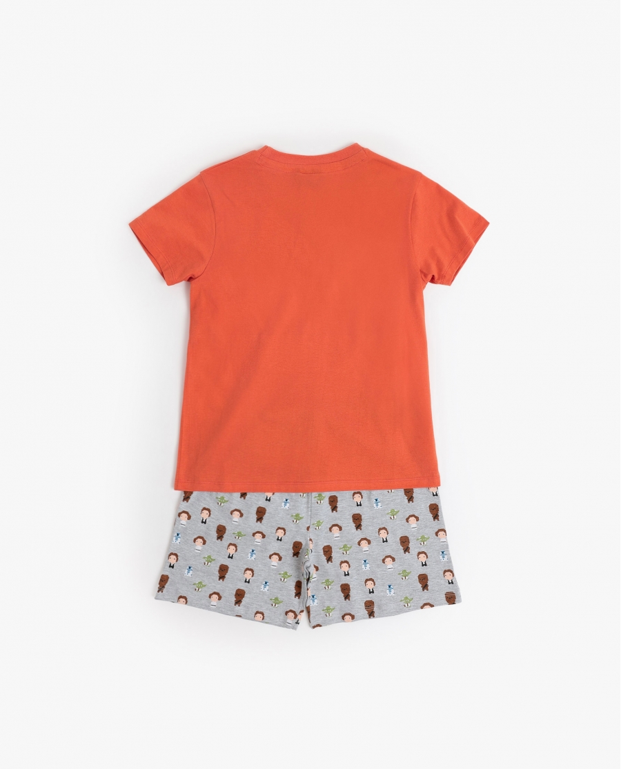 STAR WARS Pijama Manga Corta Pixel Wars para Niño NARANJA
