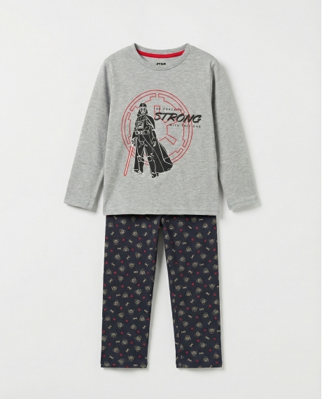 STAR WARS Pijama Manga Larga The Force Is Strong para Niño GRIS JASPE