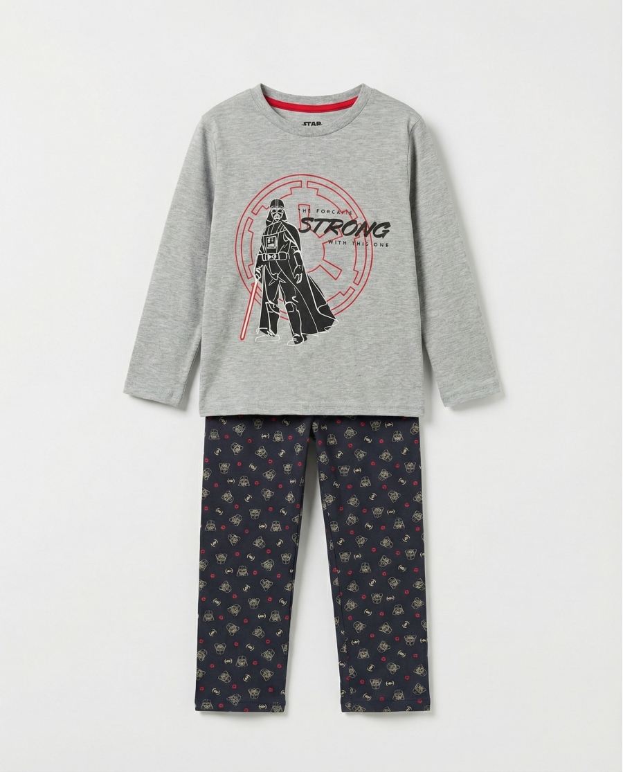 STAR WARS Pijama Manga Larga The Force Is Strong para Niño GRIS JASPE