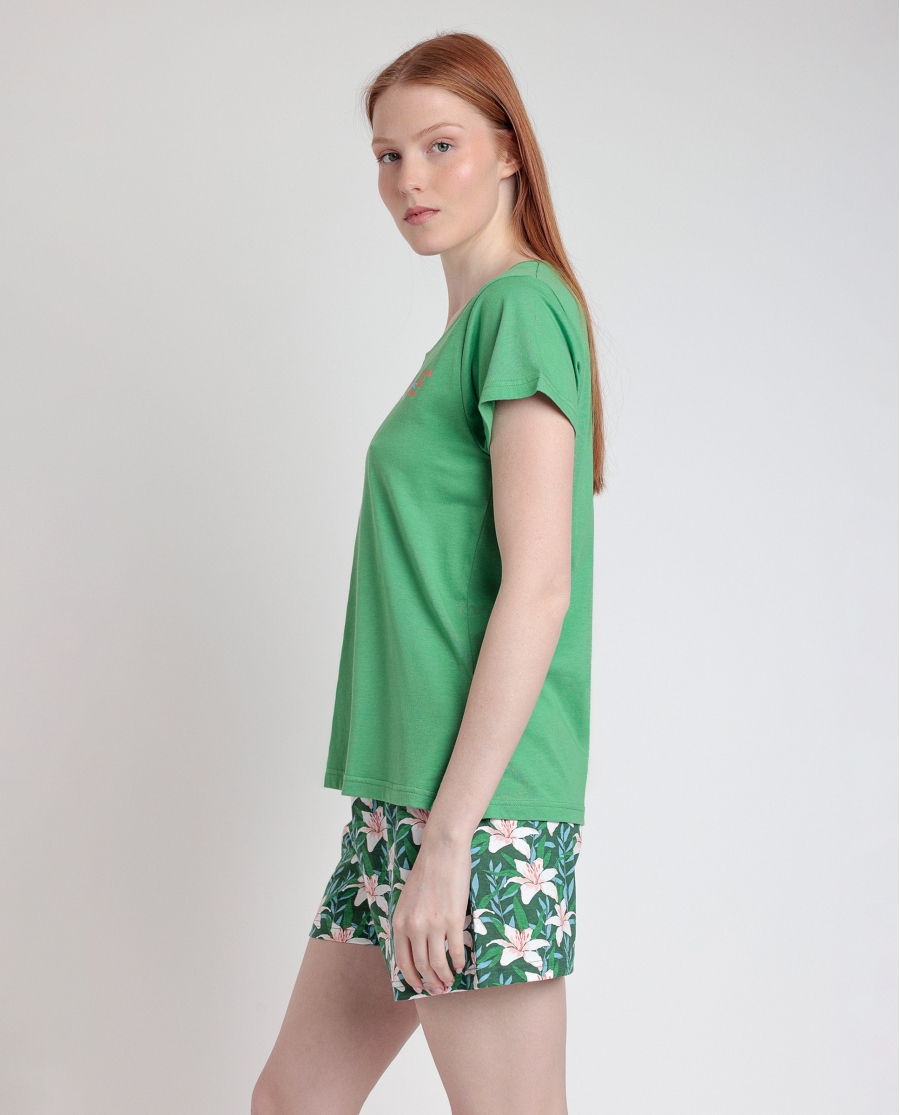 ADMAS Pijama Manga Corta Flowers In The Sun para Mujer VERDE