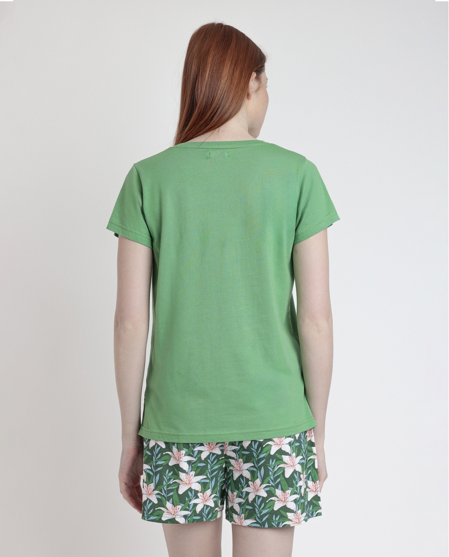 ADMAS Pijama Manga Corta Flowers In The Sun para Mujer VERDE
