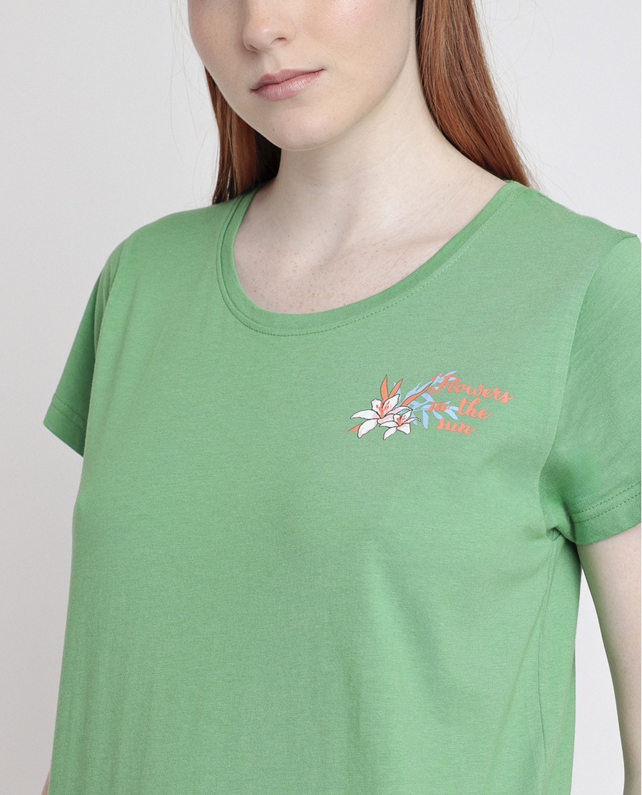 ADMAS Pijama Manga Corta Flowers In The Sun para Mujer VERDE