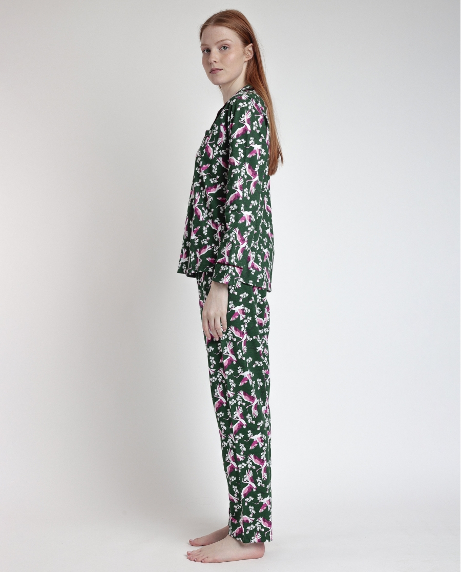 ADMAS GARDEN Pijama Manga Larga Abierto Wild Nature para Mujer VERDE