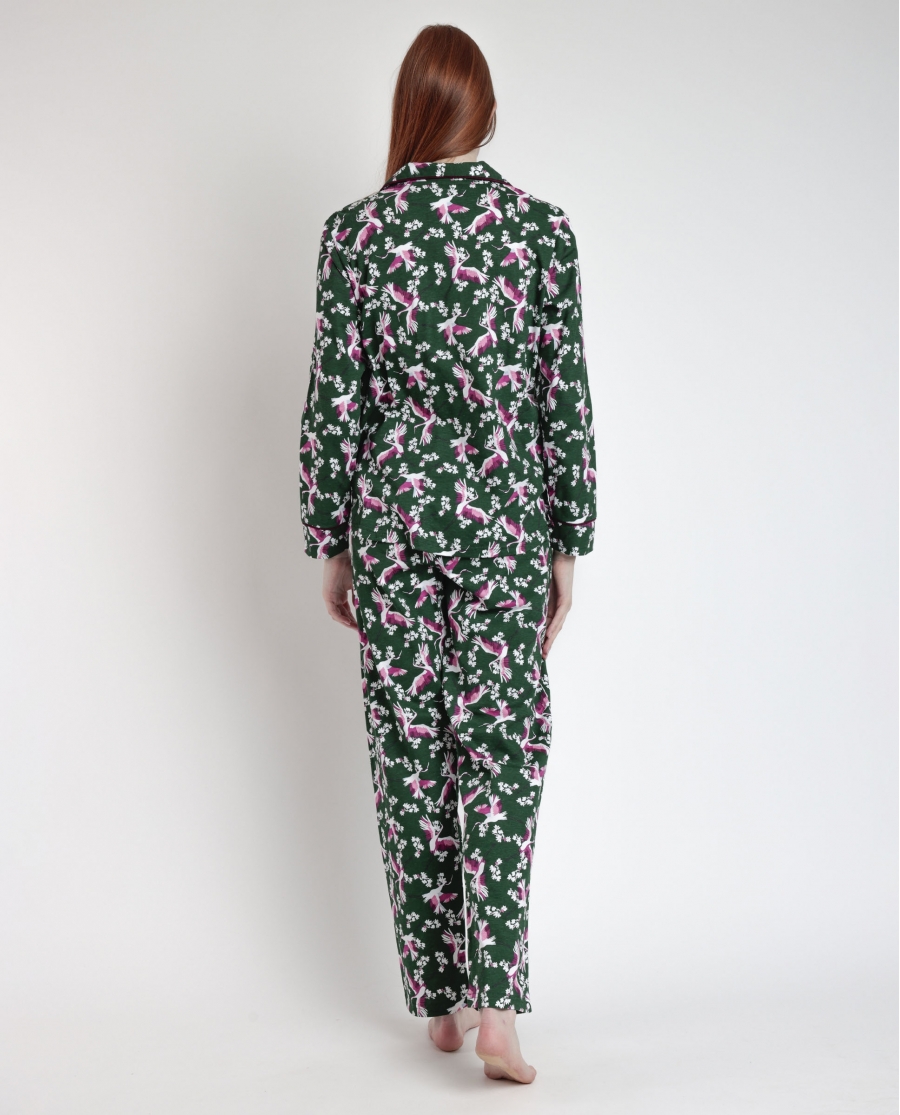 ADMAS GARDEN Pijama Manga Larga Abierto Wild Nature para Mujer VERDE
