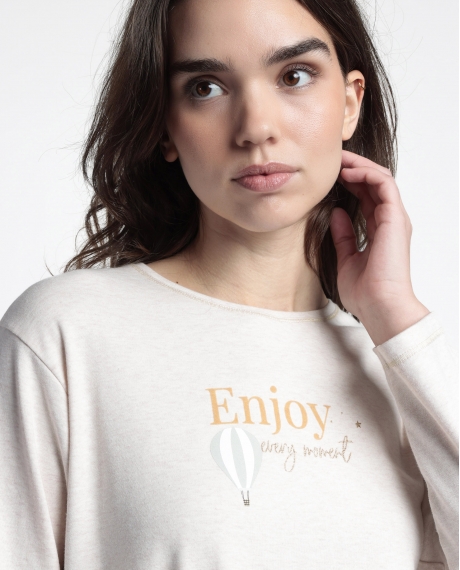 ADMAS Pijama Manga Larga Enjoy Every Moment para Mujer BEIGE 2