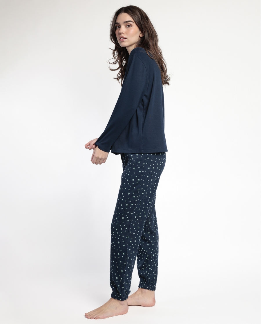 STAY AT HOME Pijama Manga Larga Better In Pajamas para Mujer MARINO