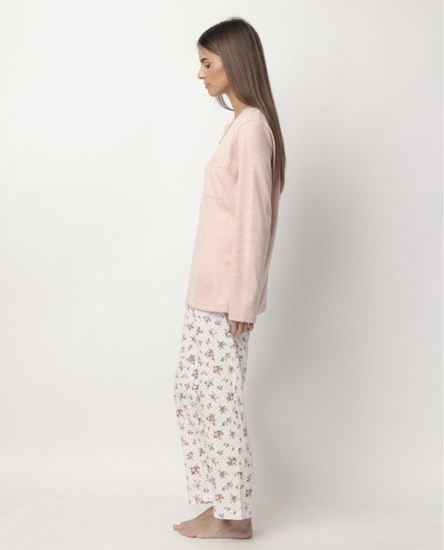 ADMAS CLASSIC Pijama Manga Larga Dots & Flowers para Mujer CORAL