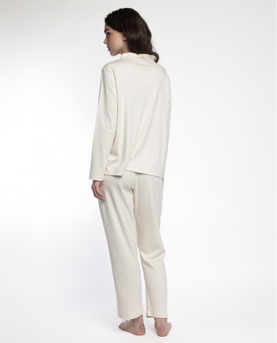 ADMAS CLASSIC Pijama Manga Larga Abierto Dots & Flowers para Mujer CRUDO