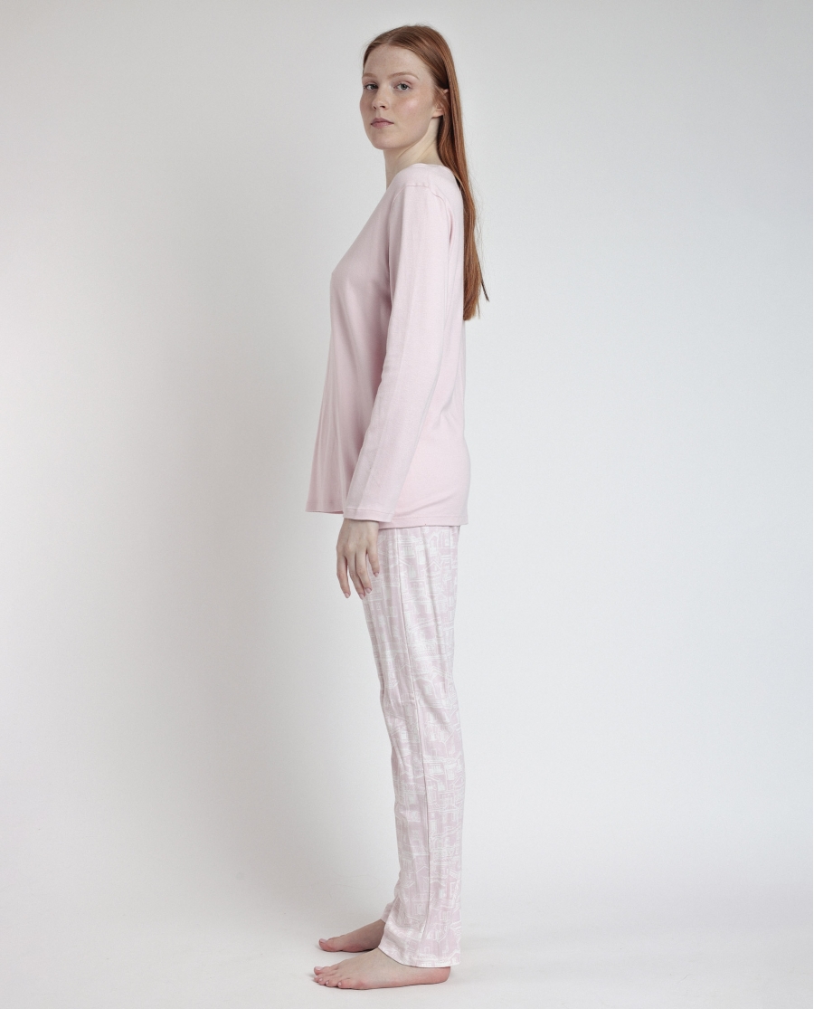 ADMAS Pijama Manga Larga Pico La Vie Est Belle para Mujer PETALO