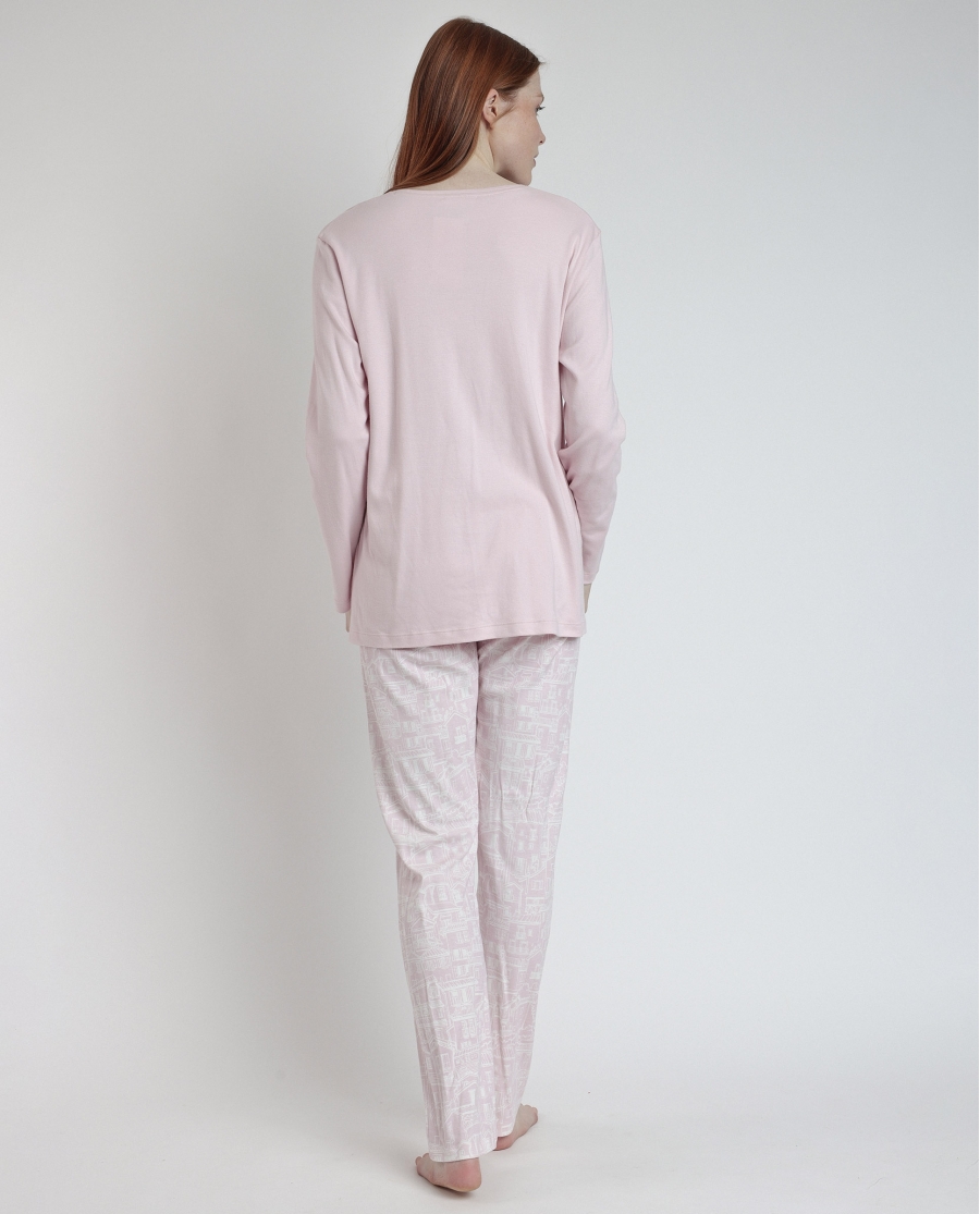 ADMAS Pijama Manga Larga Pico La Vie Est Belle para Mujer PETALO