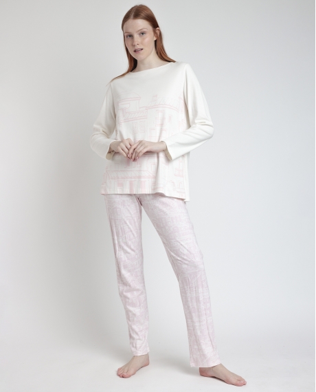 ADMAS Pijama Manga Larga La Vie Est Belle para Mujer CRUDO
