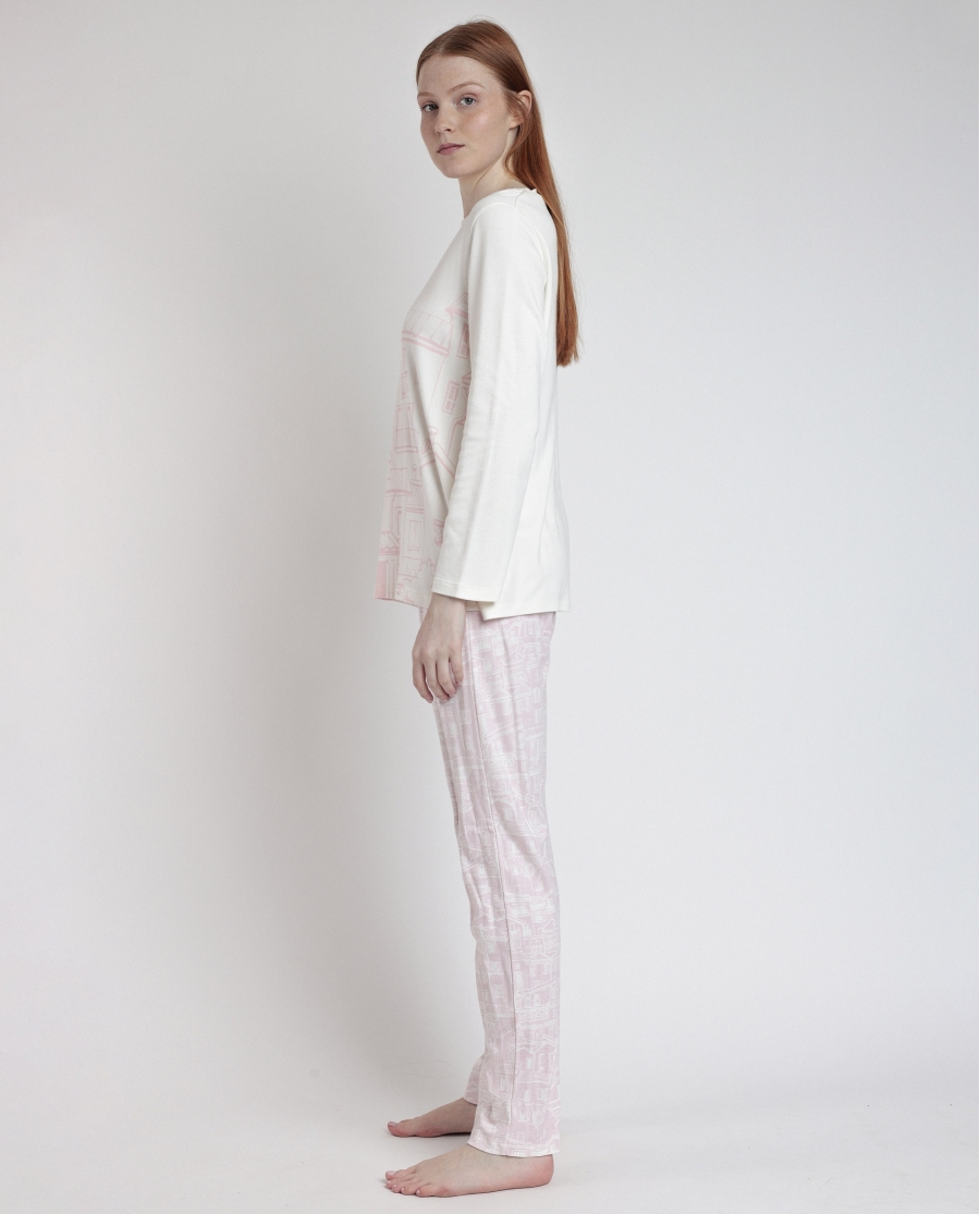 ADMAS Pijama Manga Larga La Vie Est Belle para Mujer CRUDO