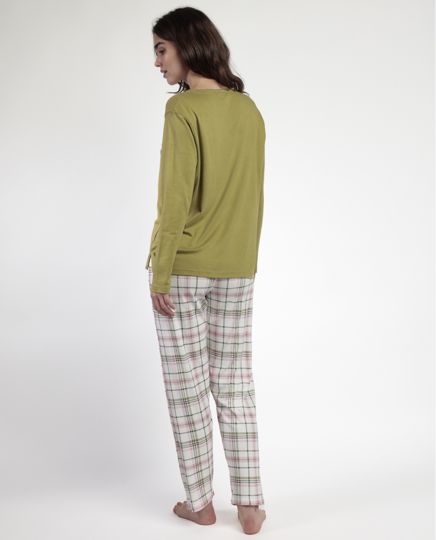 ADMAS Pijama Manga Larga Tapeta Smile Everyday para Mujer OLIVA
