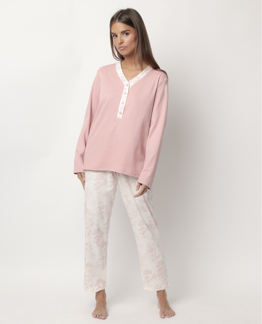 ADMAS CLASSIC Pijama Manga Larga Tapeta Toile De Jouy para Mujer MAQUILLAJE