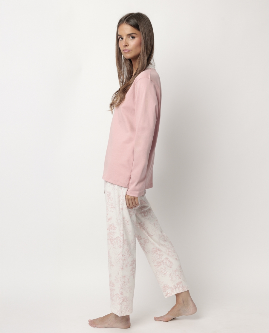 ADMAS CLASSIC Pijama Manga Larga Tapeta Toile De Jouy para Mujer MAQUILLAJE