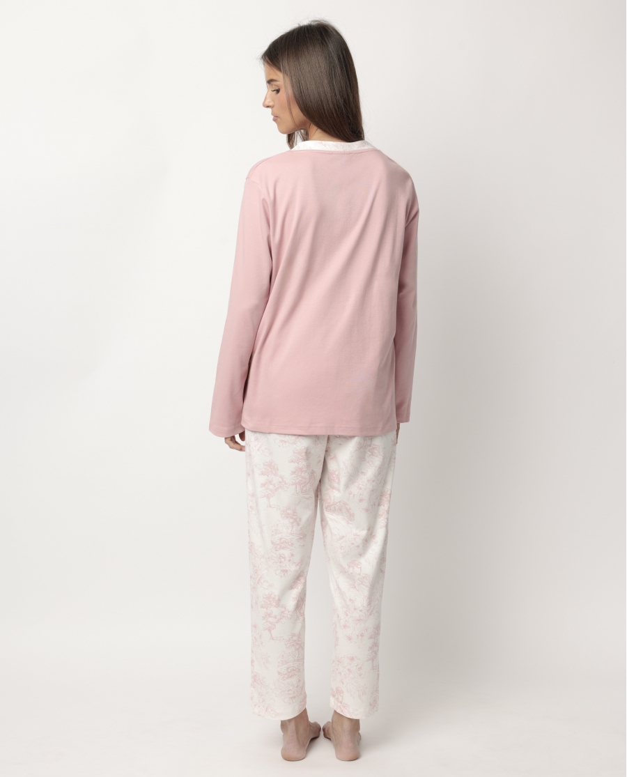 ADMAS CLASSIC Pijama Manga Larga Tapeta Toile De Jouy para Mujer MAQUILLAJE
