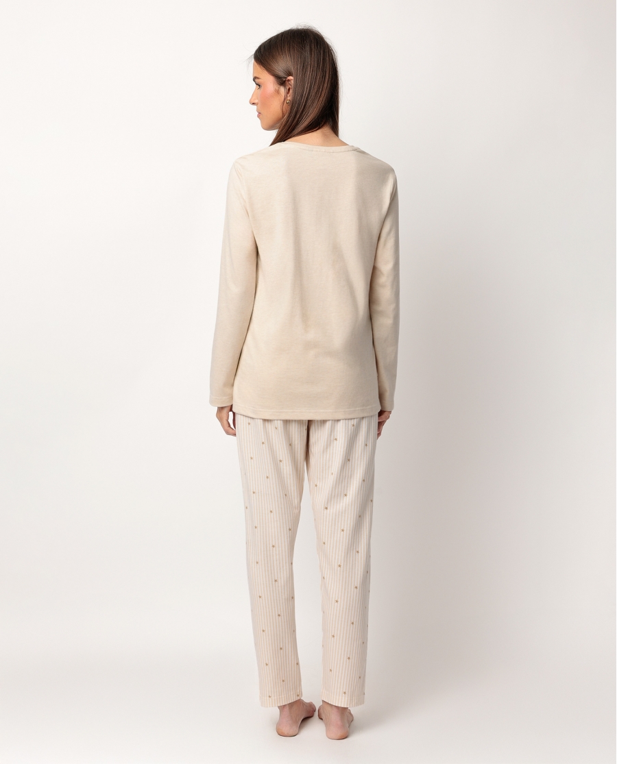 ADMAS CLASSIC Pijama Manga Larga Tapeta Stripes And Stars para Mujer BEIGE
