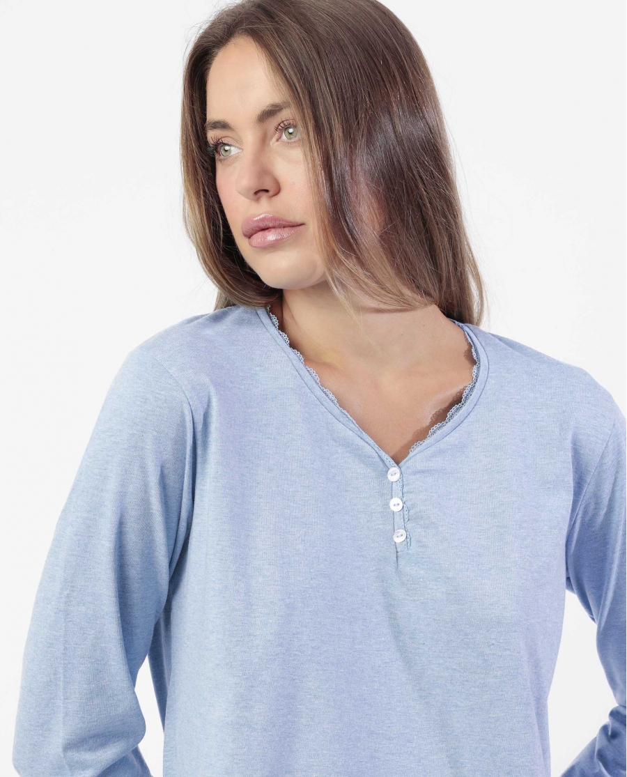 ADMAS CLASSIC Pijama Manga Larga Tapeta Stripes And Stars para Mujer AZUL