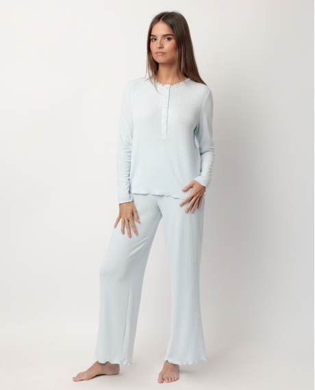 ADMAS CLASSIC Pijama Manga Larga Tapeta Romantic para Mujer AZUL