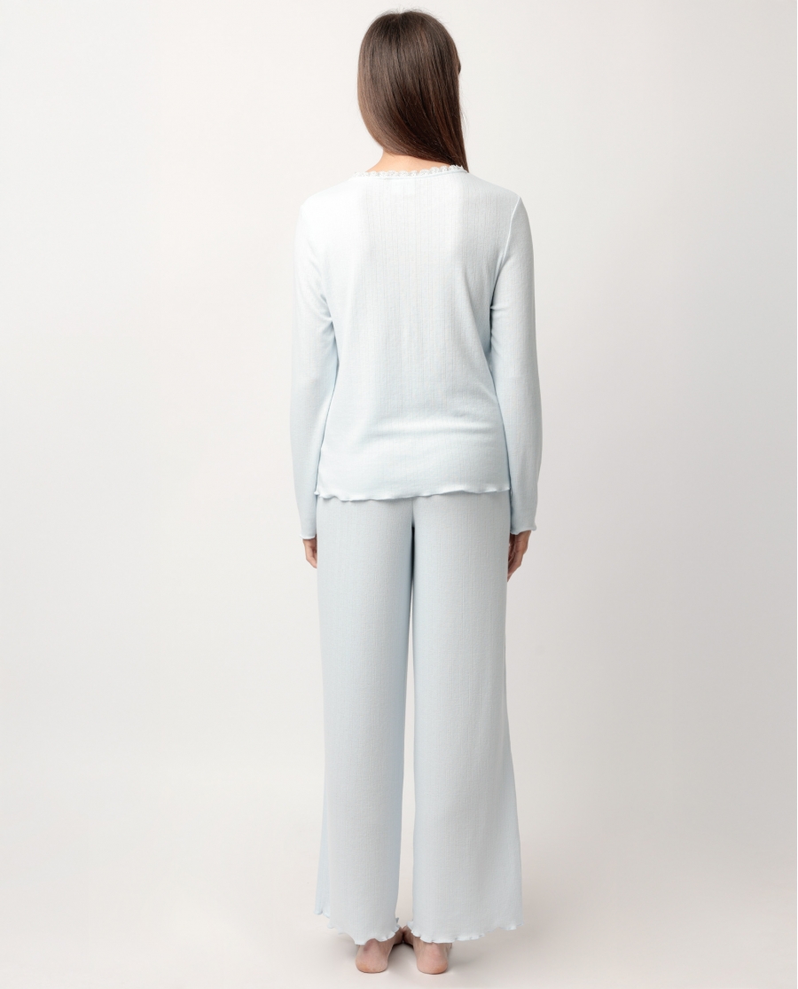 ADMAS CLASSIC Pijama Manga Larga Tapeta Romantic para Mujer AZUL