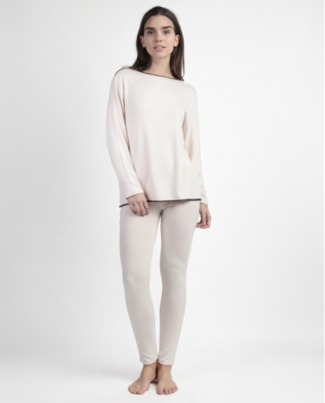 ADMAS CLASSIC Pijama Manga Larga Elegant At Home para Mujer BEIGE