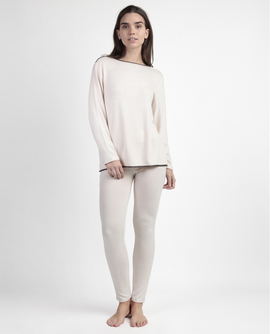 ADMAS CLASSIC Pijama Manga Larga Elegant At Home para Mujer BEIGE