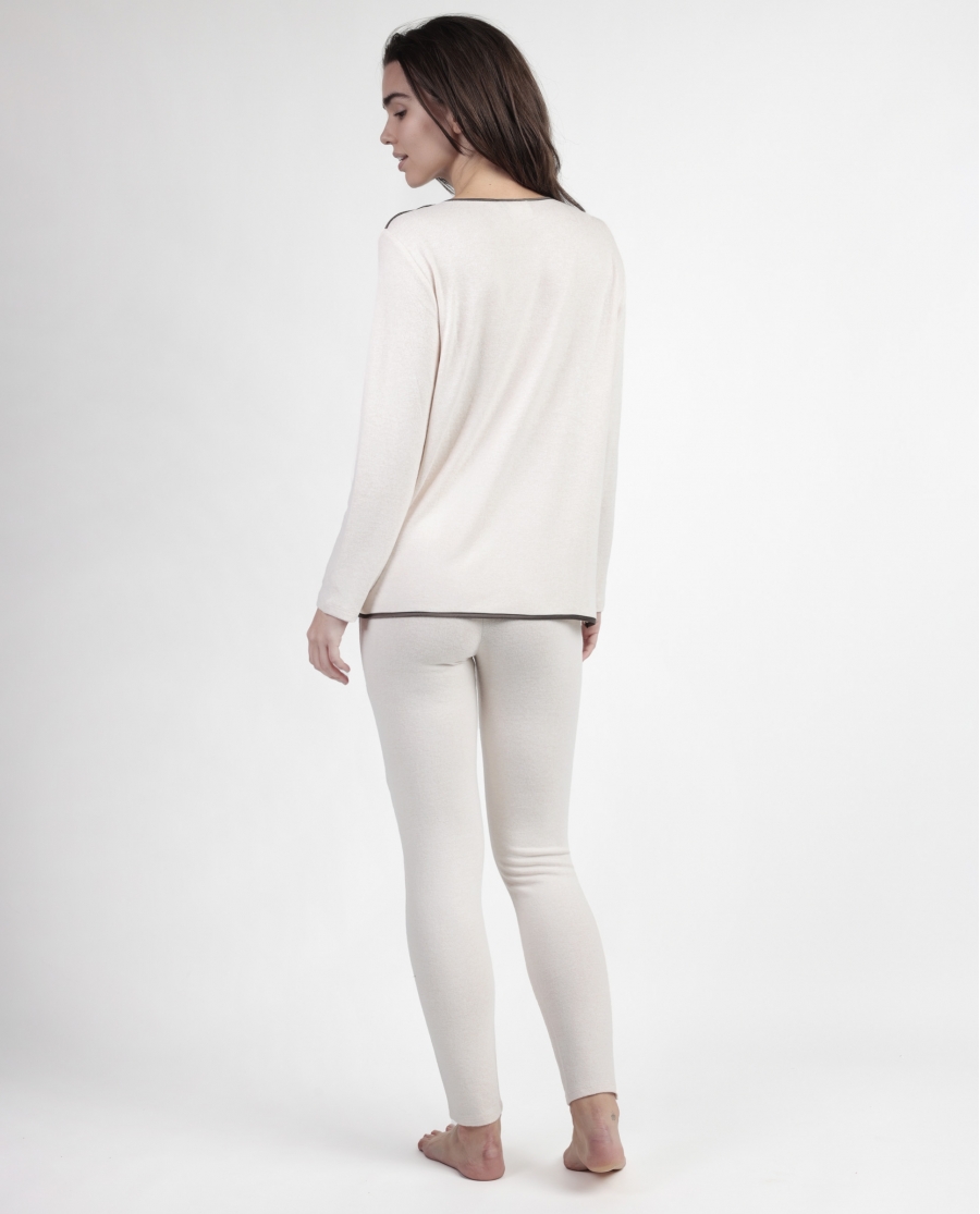 ADMAS CLASSIC Pijama Manga Larga Elegant At Home para Mujer BEIGE