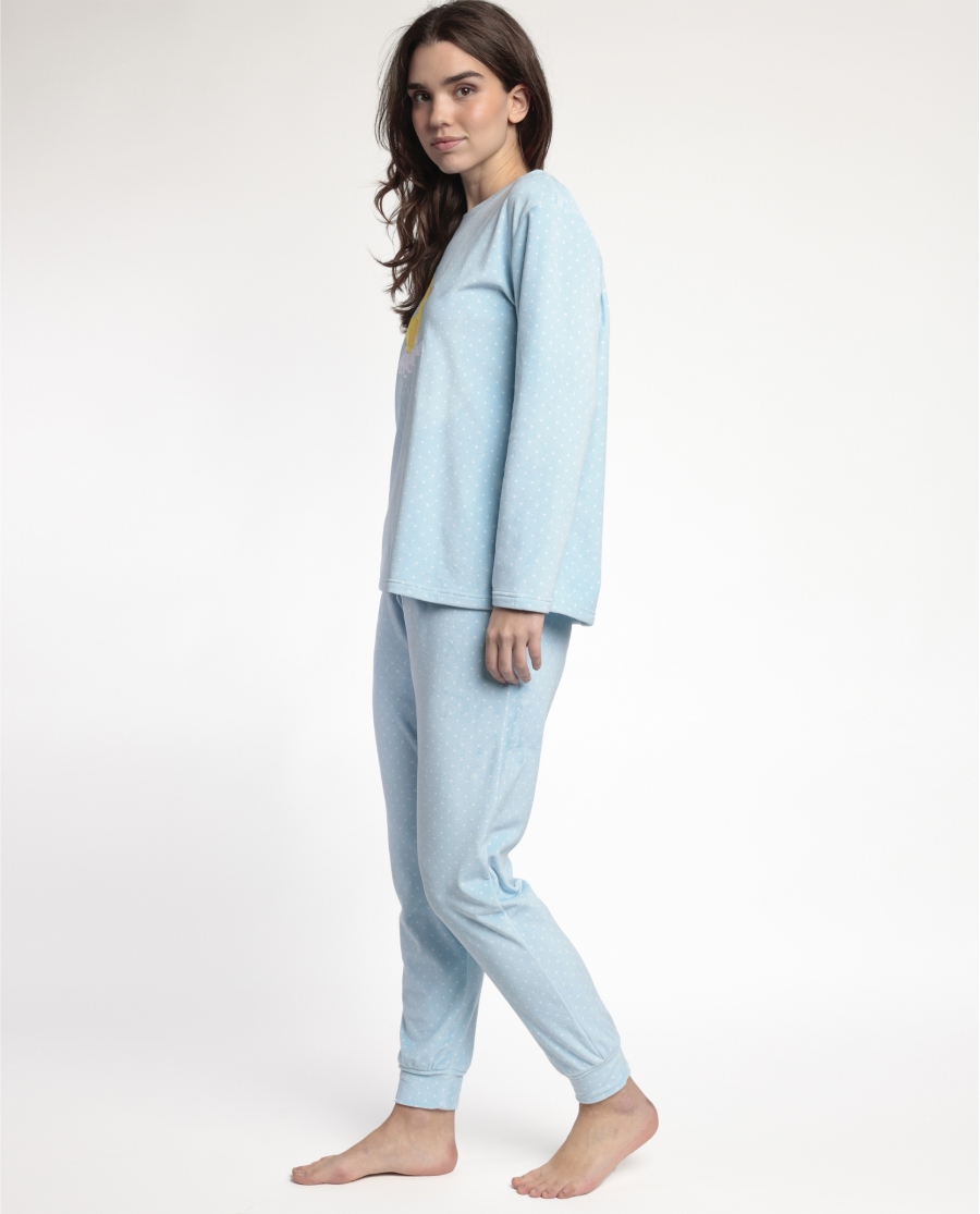ADMAS Pijama Manga Larga Terciopelo Sweet Duckling para Mujer AZUL