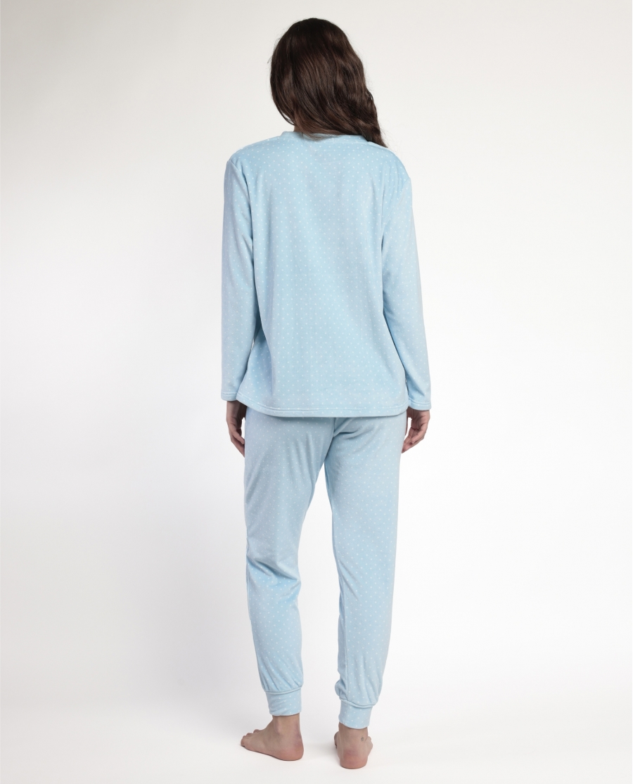 ADMAS Pijama Manga Larga Terciopelo Sweet Duckling para Mujer AZUL