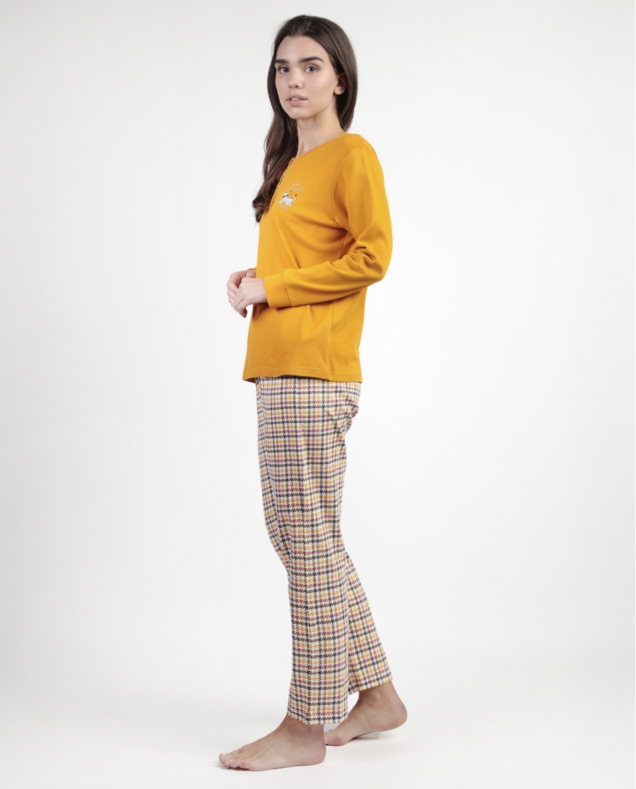 ADMAS Pijama Manga Larga Tapeta Lou Lou Returns para Mujer MOSTAZA