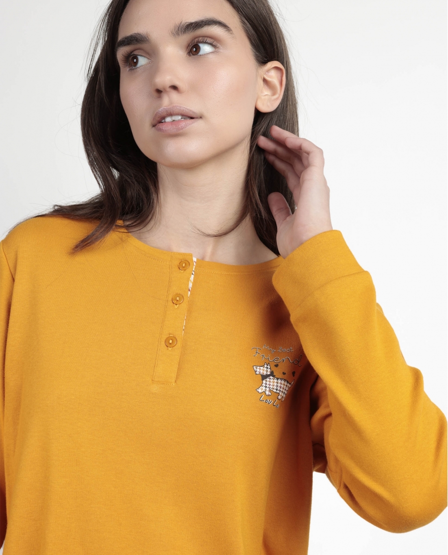 ADMAS Pijama Manga Larga Tapeta Lou Lou Returns para Mujer MOSTAZA
