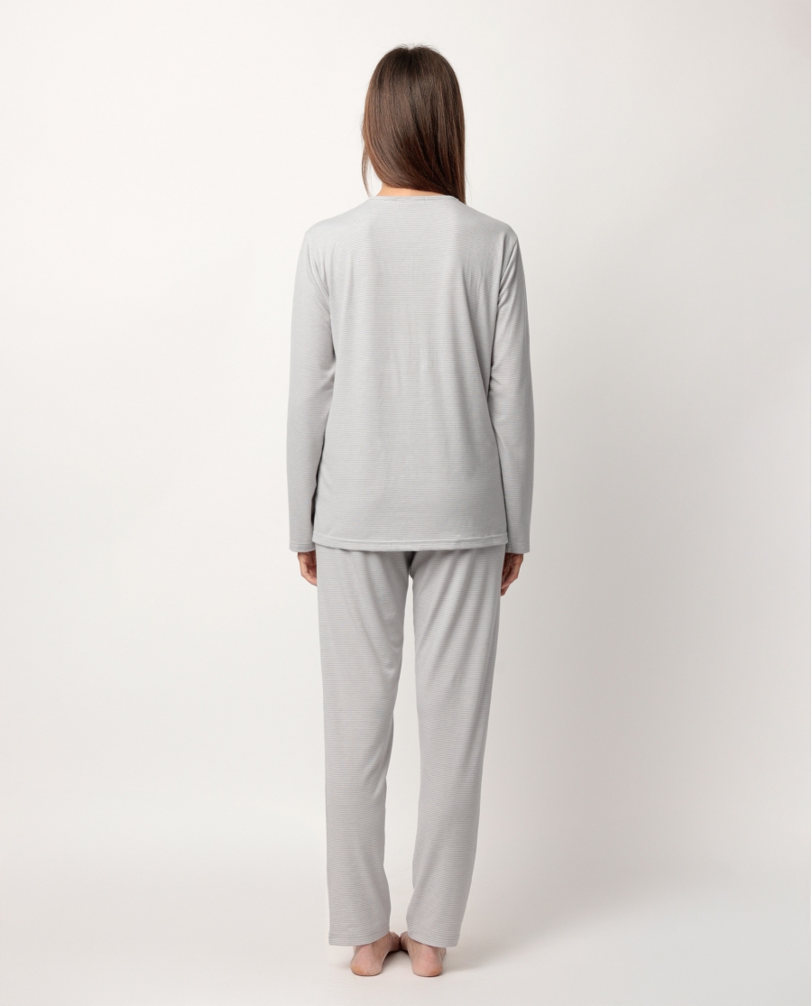 STAY AT HOME Pijama Manga Larga Tapeta Sleep Is My Superpower para Mujer GRIS