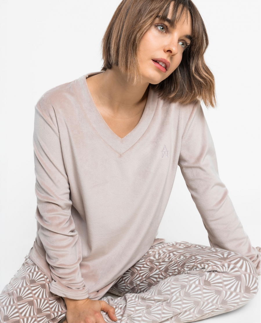 ADMAS LUXURY Pijama Manga Larga Luxe Shell para Mujer MAQUILLAJE
