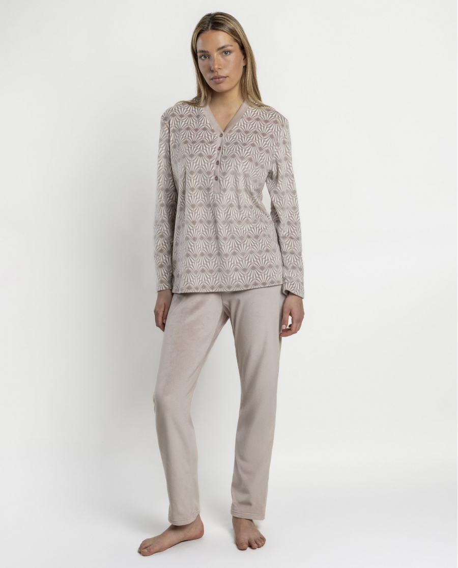 ADMAS LUXURY Pijama Manga Larga Tapeta Luxe Shell para Mujer MAQUILLAJE