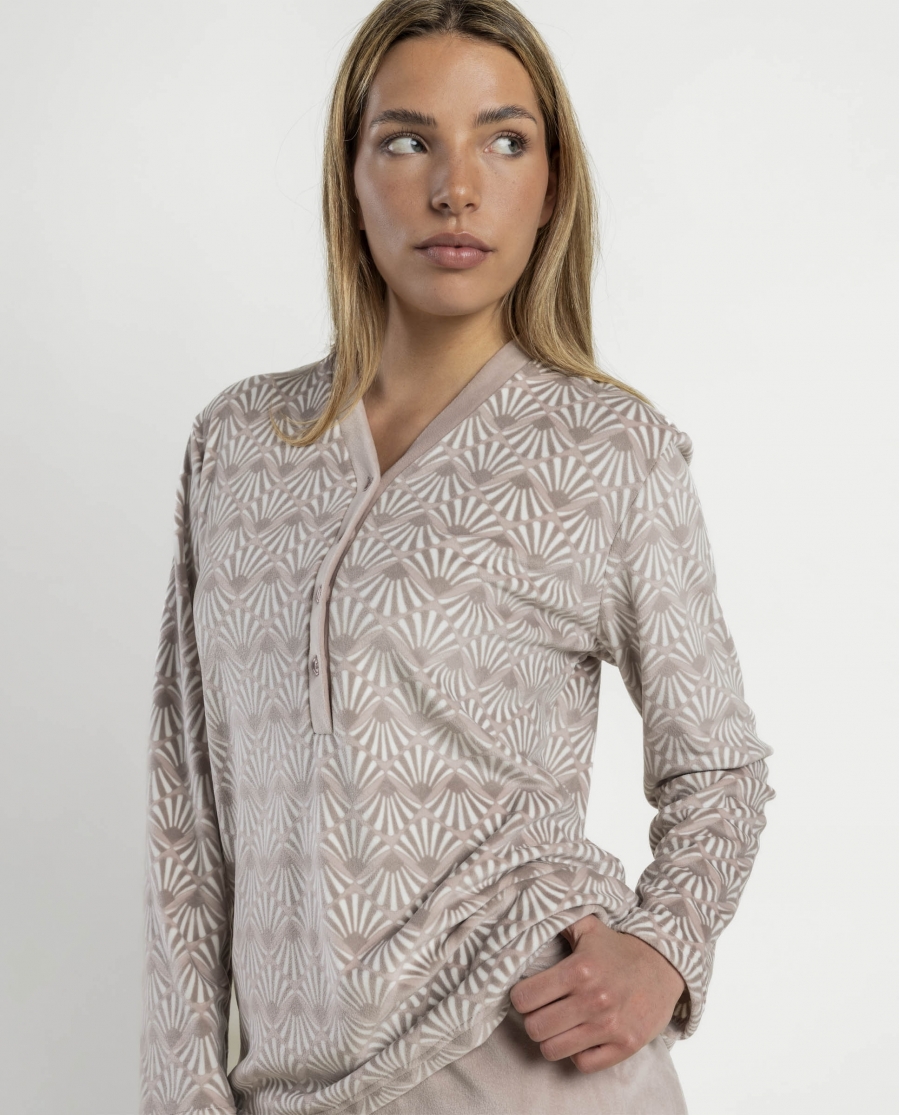 ADMAS LUXURY Pijama Manga Larga Tapeta Luxe Shell para Mujer MAQUILLAJE
