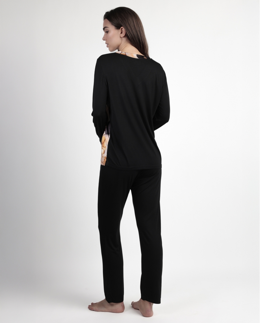 ADMAS LUXURY Pijama Manga Larga Luxury Flowers para Mujer ORO