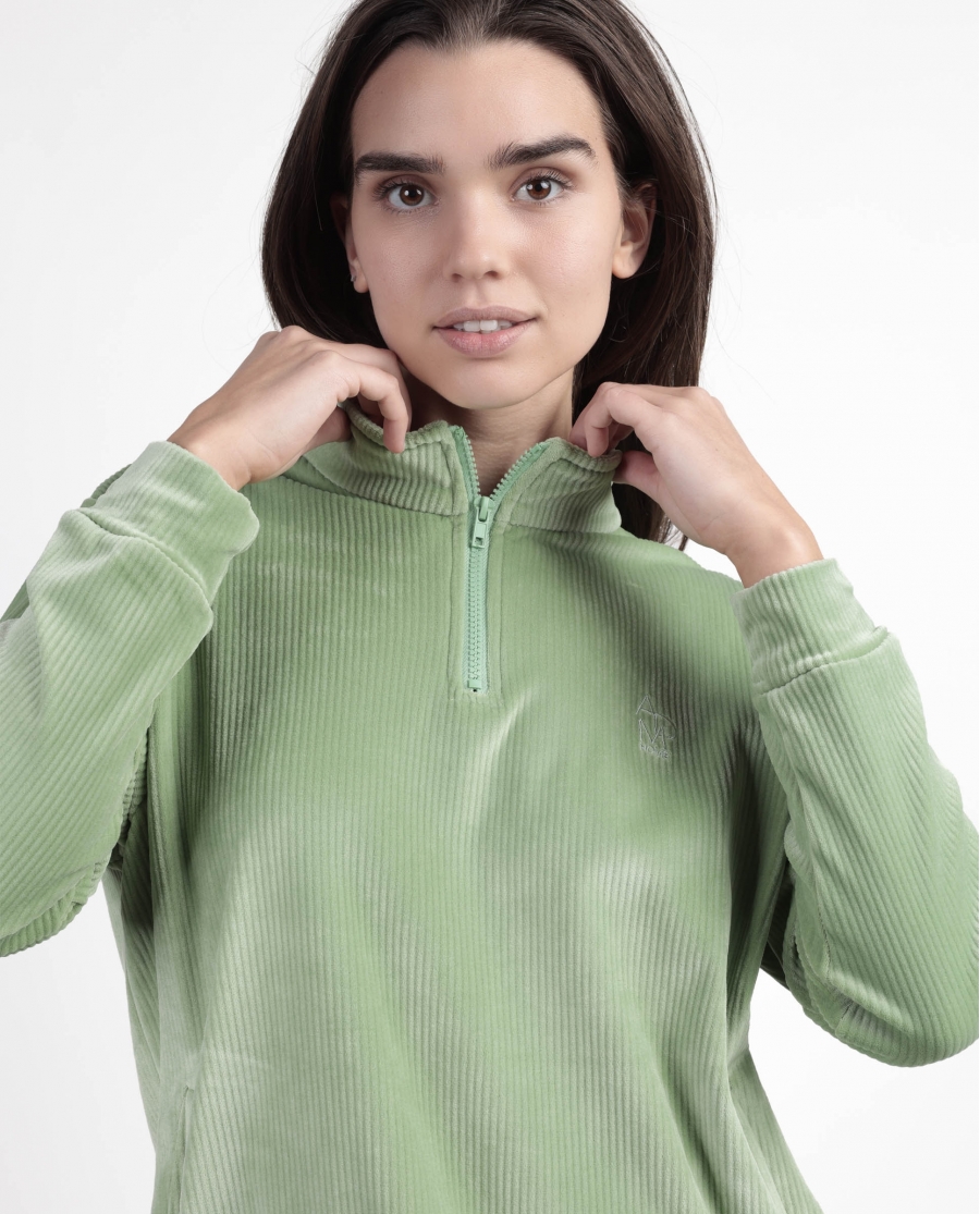ADMAS HOME Pijama Manga Larga Terciopelo Cremallera Adm Home para Mujer VERDE