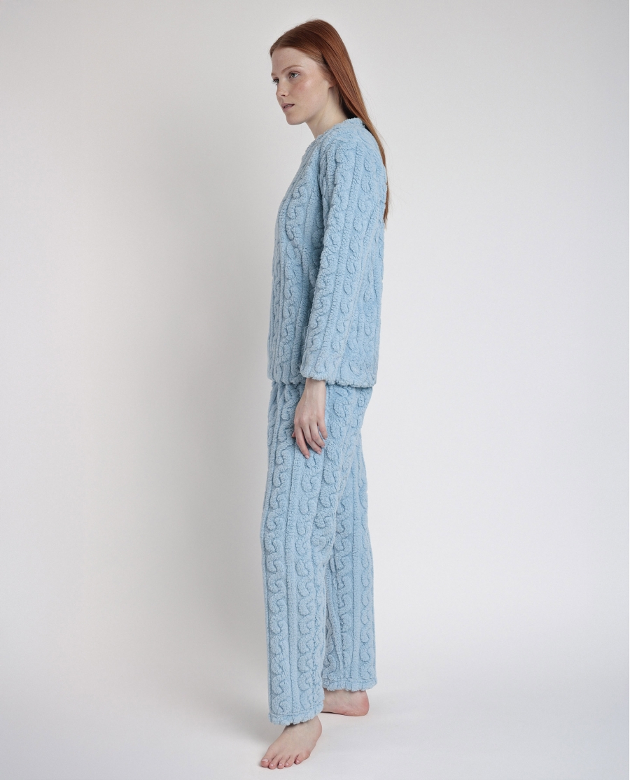 ADMAS HOME Pijama Manga Larga Calentito Chains Home para Mujer AZUL