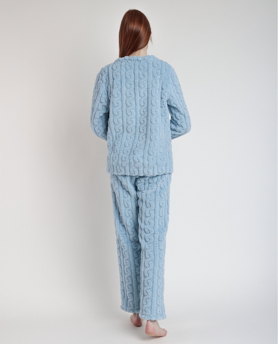 ADMAS HOME Pijama Manga Larga Calentito Chains Home para Mujer AZUL