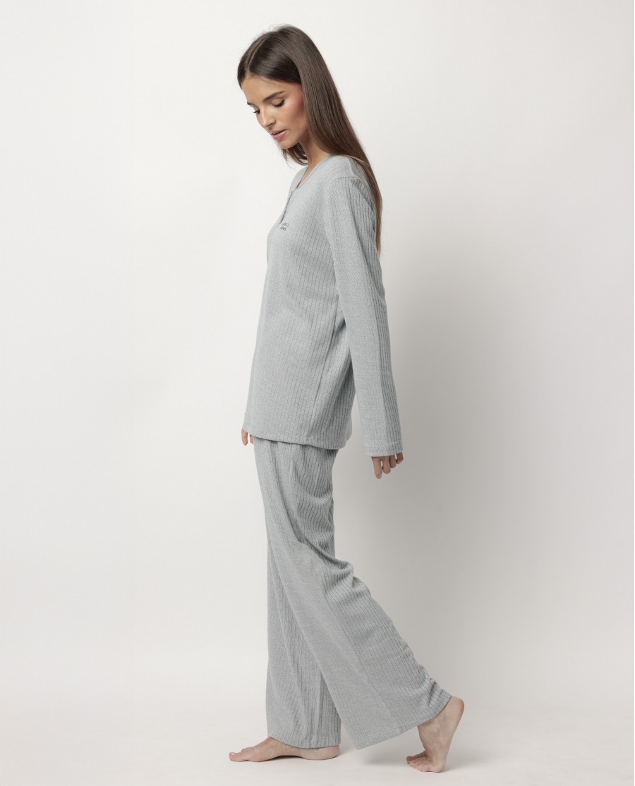 ADMAS HOME Pijama Manga Larga Tapeta Canalé Supersoft para Mujer AZUL