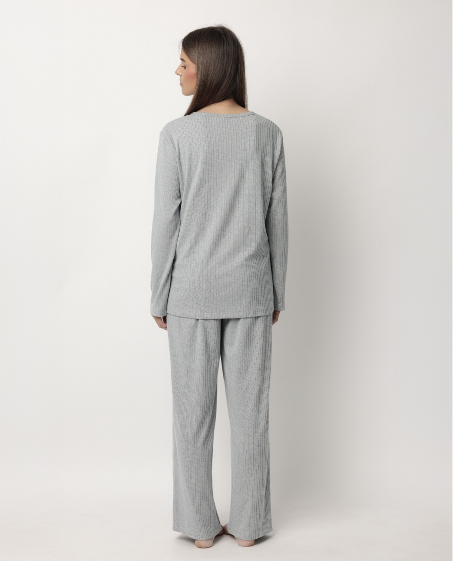 ADMAS HOME Pijama Manga Larga Tapeta Canalé Supersoft para Mujer AZUL