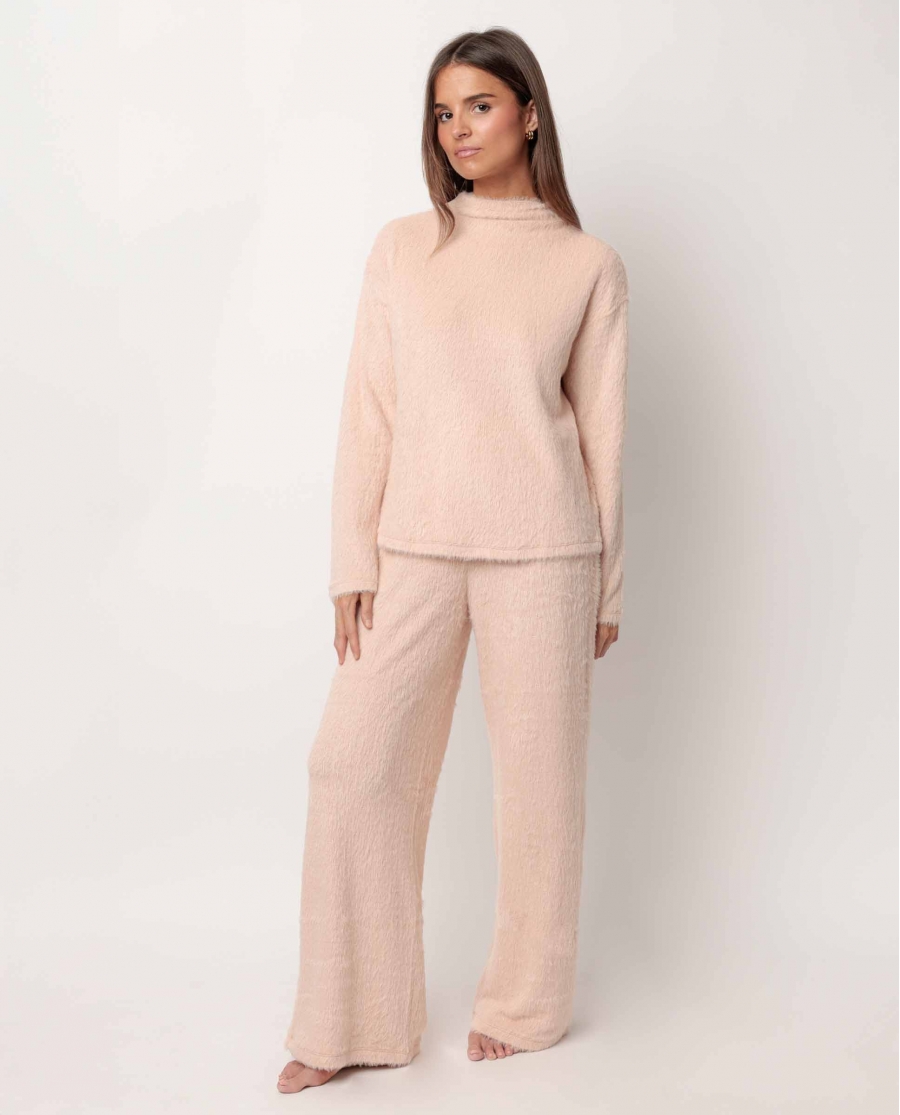 ADMAS HOME Pijama Manga Larga Furry para Mujer MELOCOTON