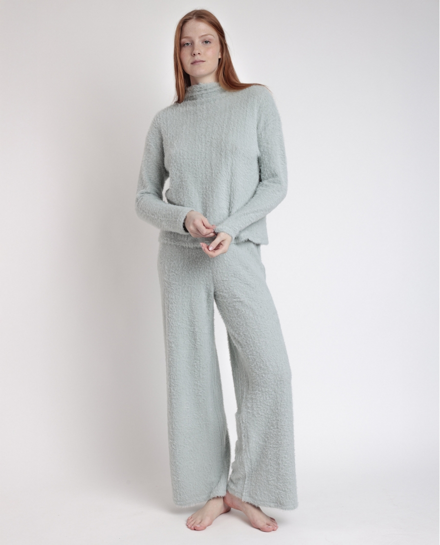 ADMAS HOME Pijama Manga Larga Furry para Mujer AQUA