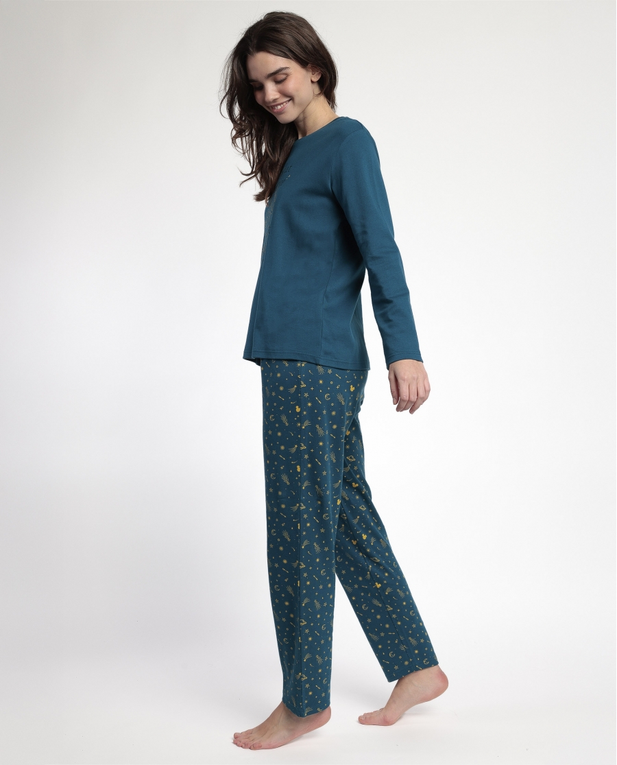 DISNEY Pijama Manga Larga Cosmic Wheel para Mujer AZUL