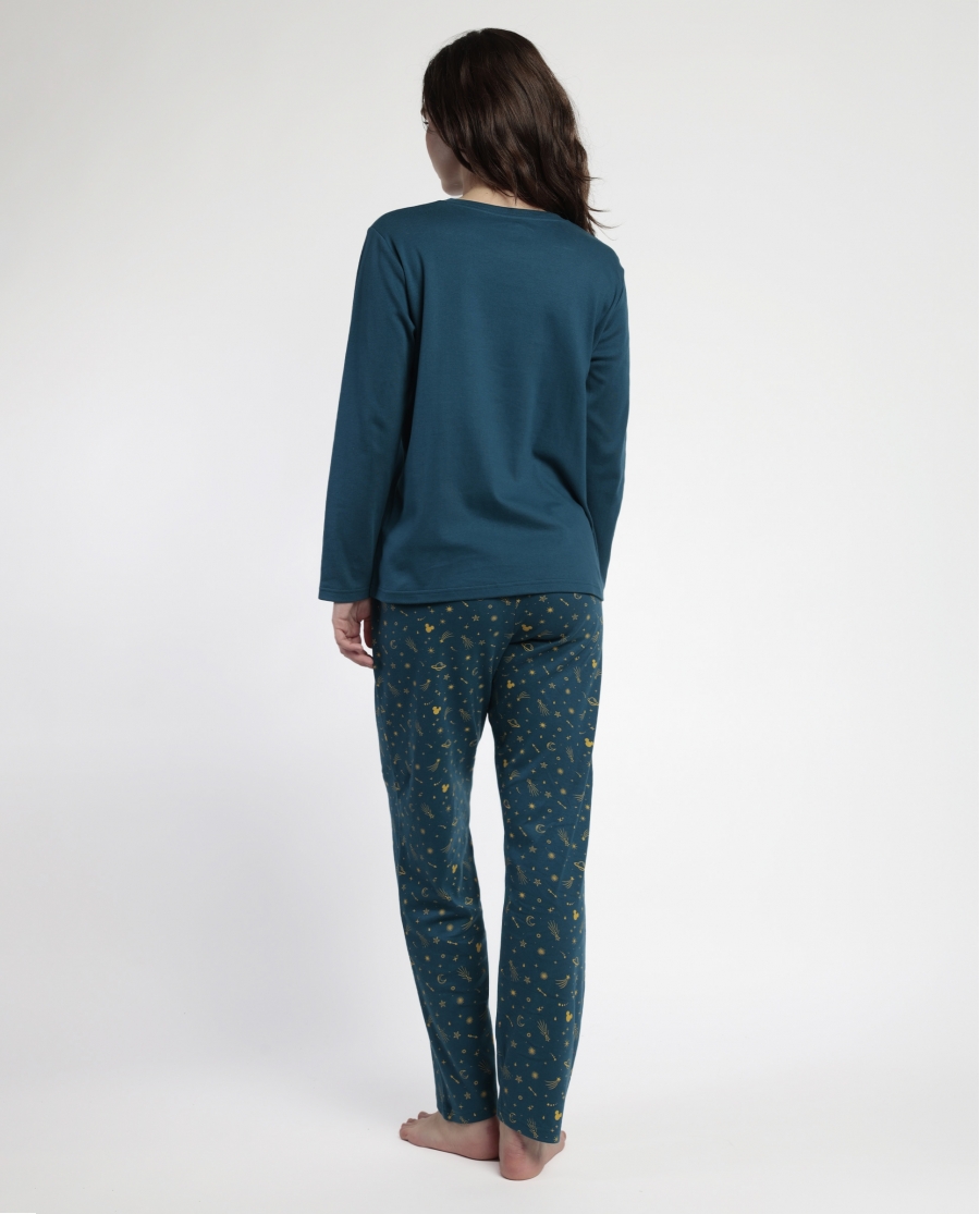 DISNEY Pijama Manga Larga Cosmic Wheel para Mujer AZUL